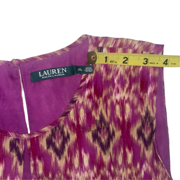 Lauren Ralph Lauren Sleeveless Pink/Tan Aztec Tribal Print Smocked Dress Sz XL - Picture 9 of 11